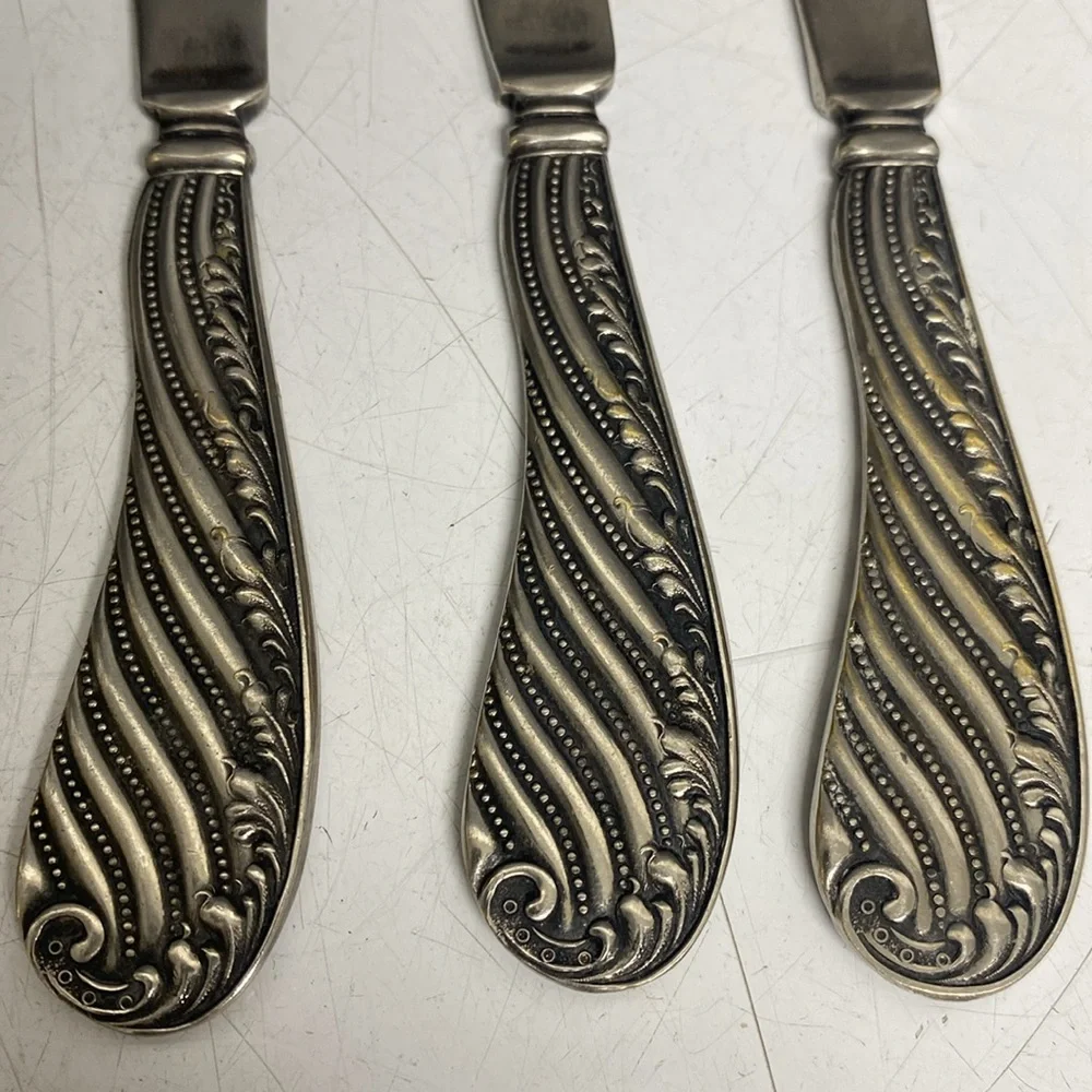 CINDERELLA Flat Handle Fruit Knives 1885 Silverplate Butter Knife